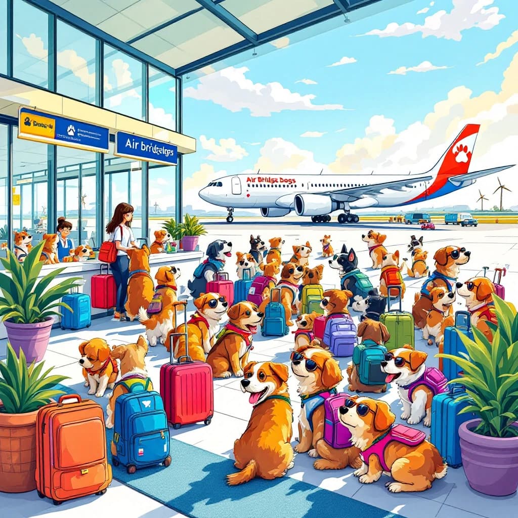 Dog on the plane on the way to a new home